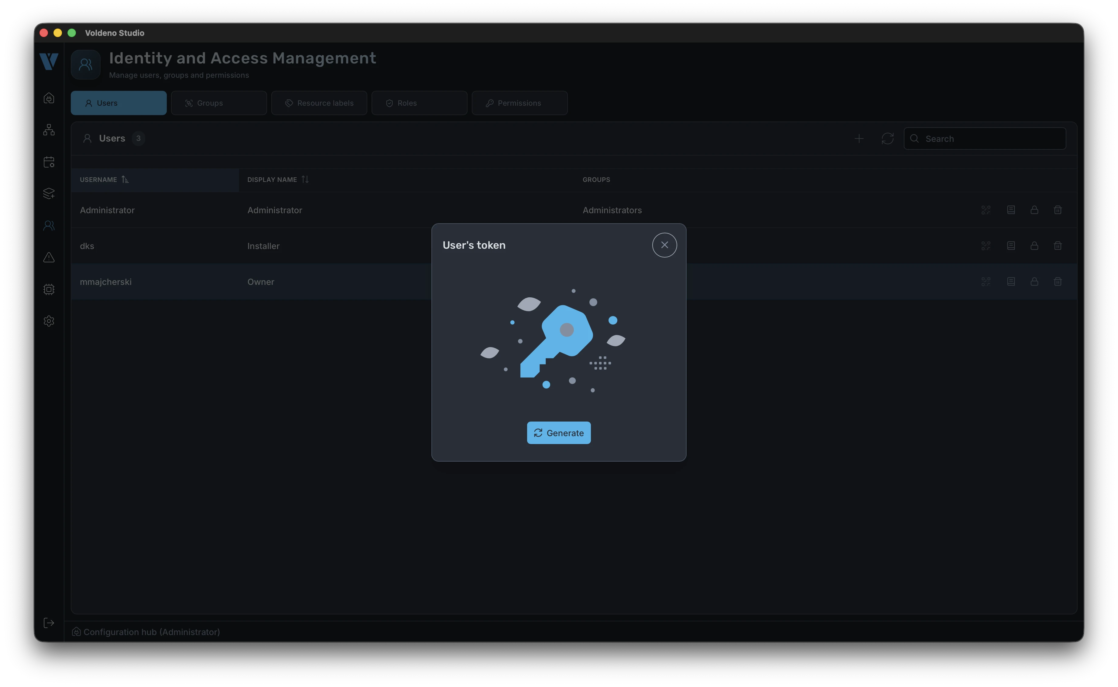 Generating a pairing token for a user