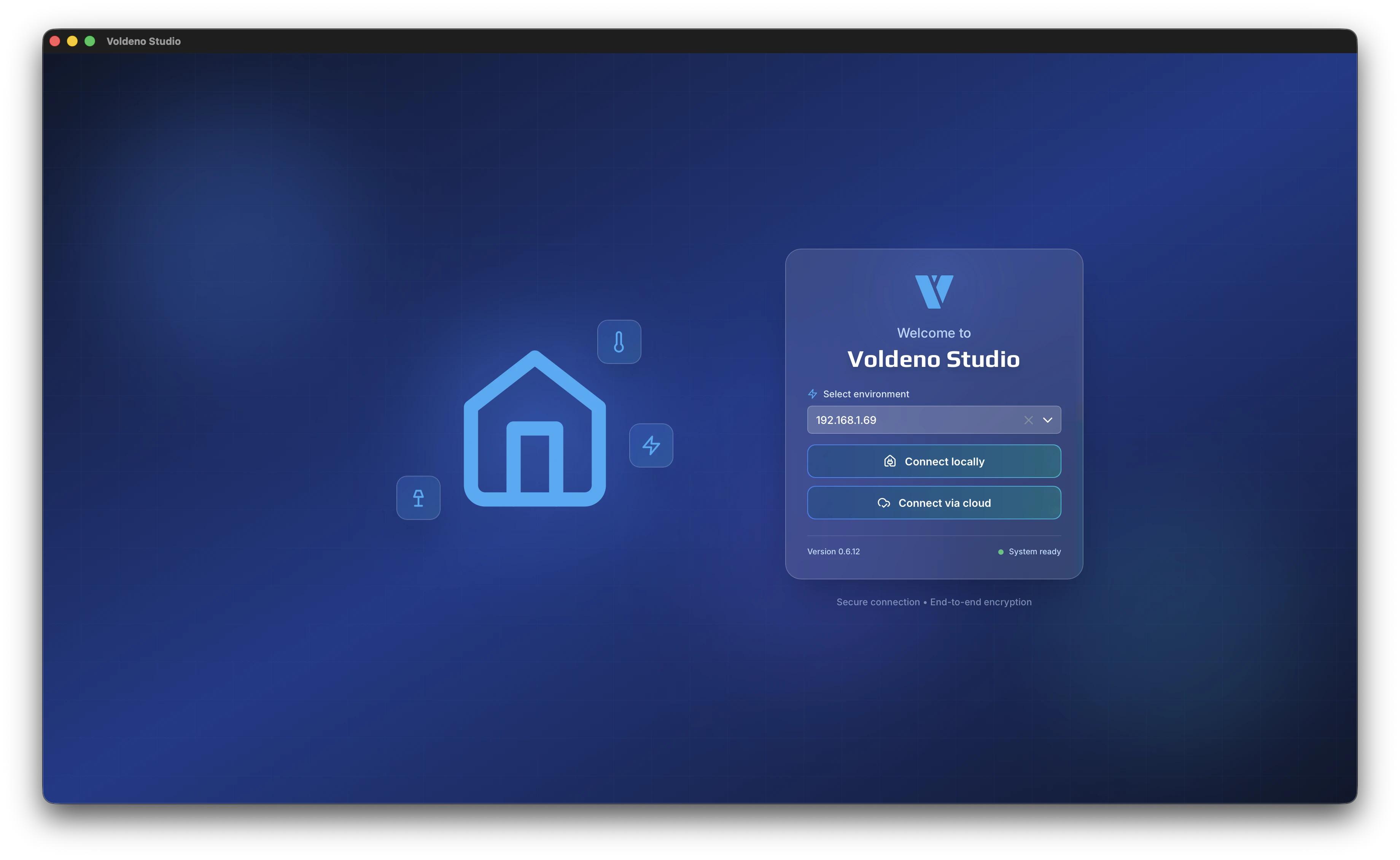Voldeno Studio detecting Hub addresses on the local network via mDNS