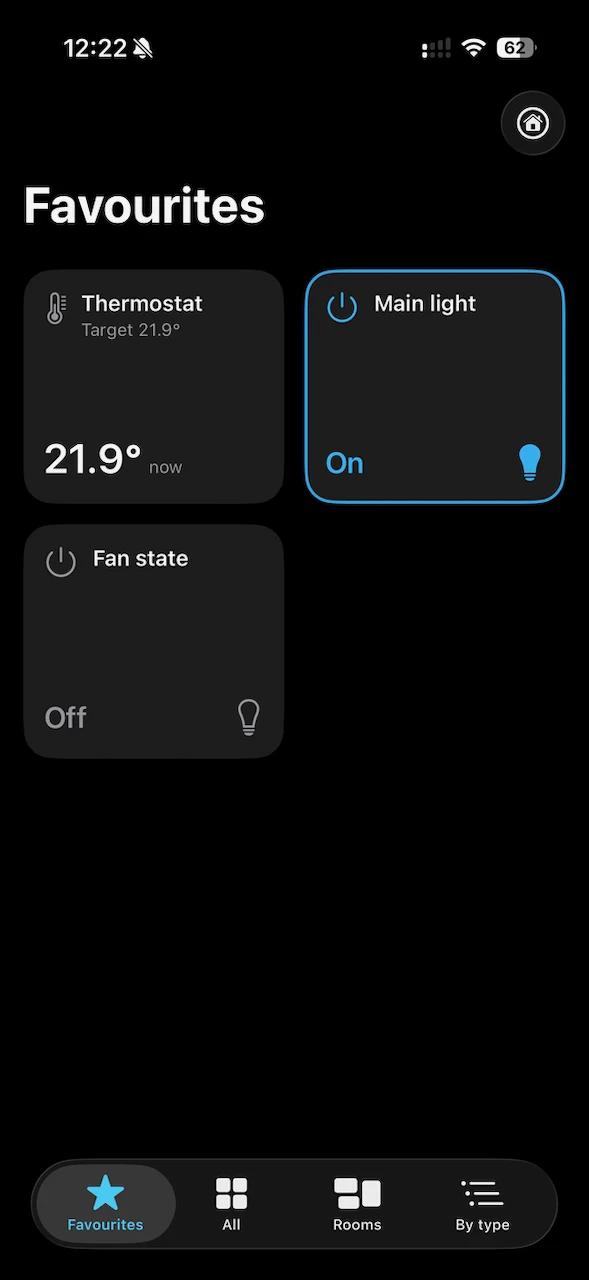 Voldeno Mobile — favourite control tiles