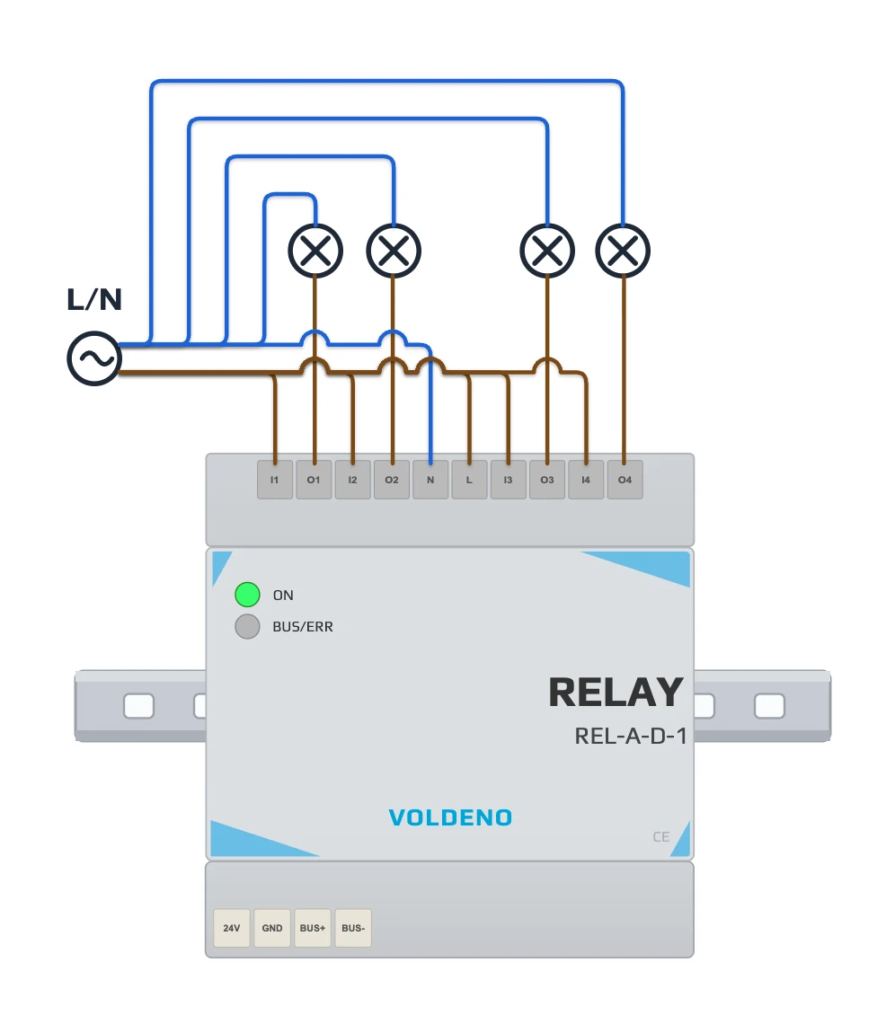 Wiring AC loads to the RELAY module outputs